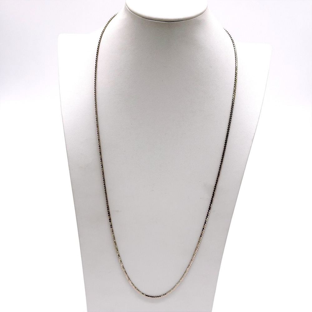 Monet Silver Tone Curb‎ Chain Necklace 30" Long Slim Minimalist Vintage